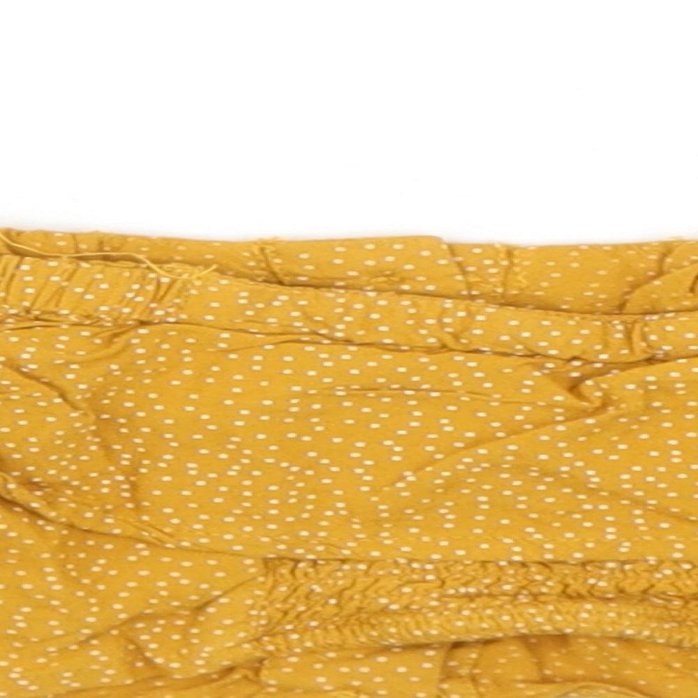 Topshop Womens Yellow Polka Dot Viscose Cropped Blouse Size 10 Off the Shoulder