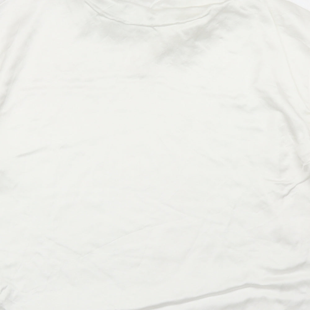 Zara Womens White Viscose Basic Blouse Size S Mock Neck
