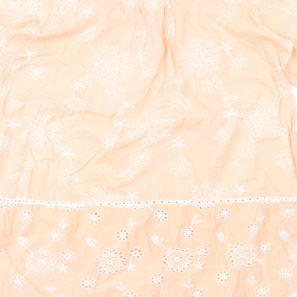 Preworn Womens Pink Cotton Shift Size L V-Neck Button