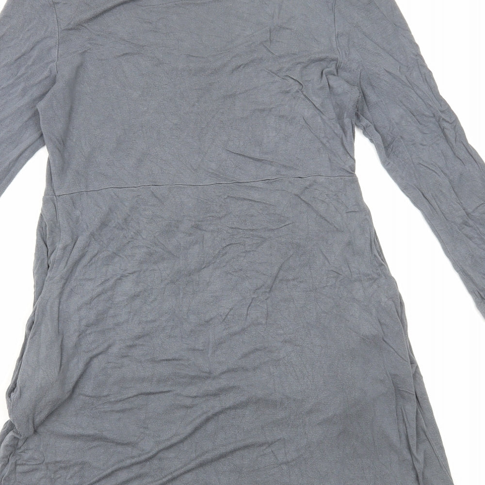 NEXT Womens Grey Viscose Skater Dress Size 10 Scoop Neck Pullover