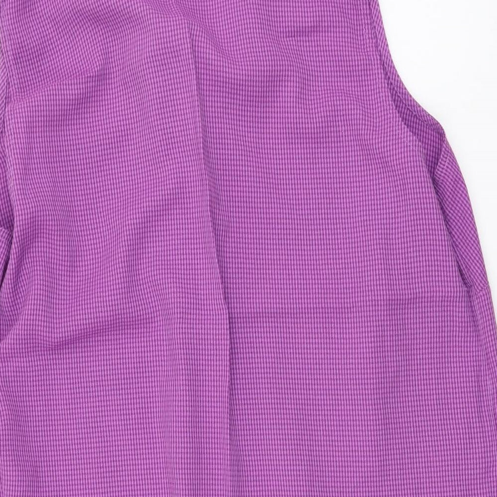 essence Womens Purple Geometric Polyester Basic Button-Up Size 20 Collared