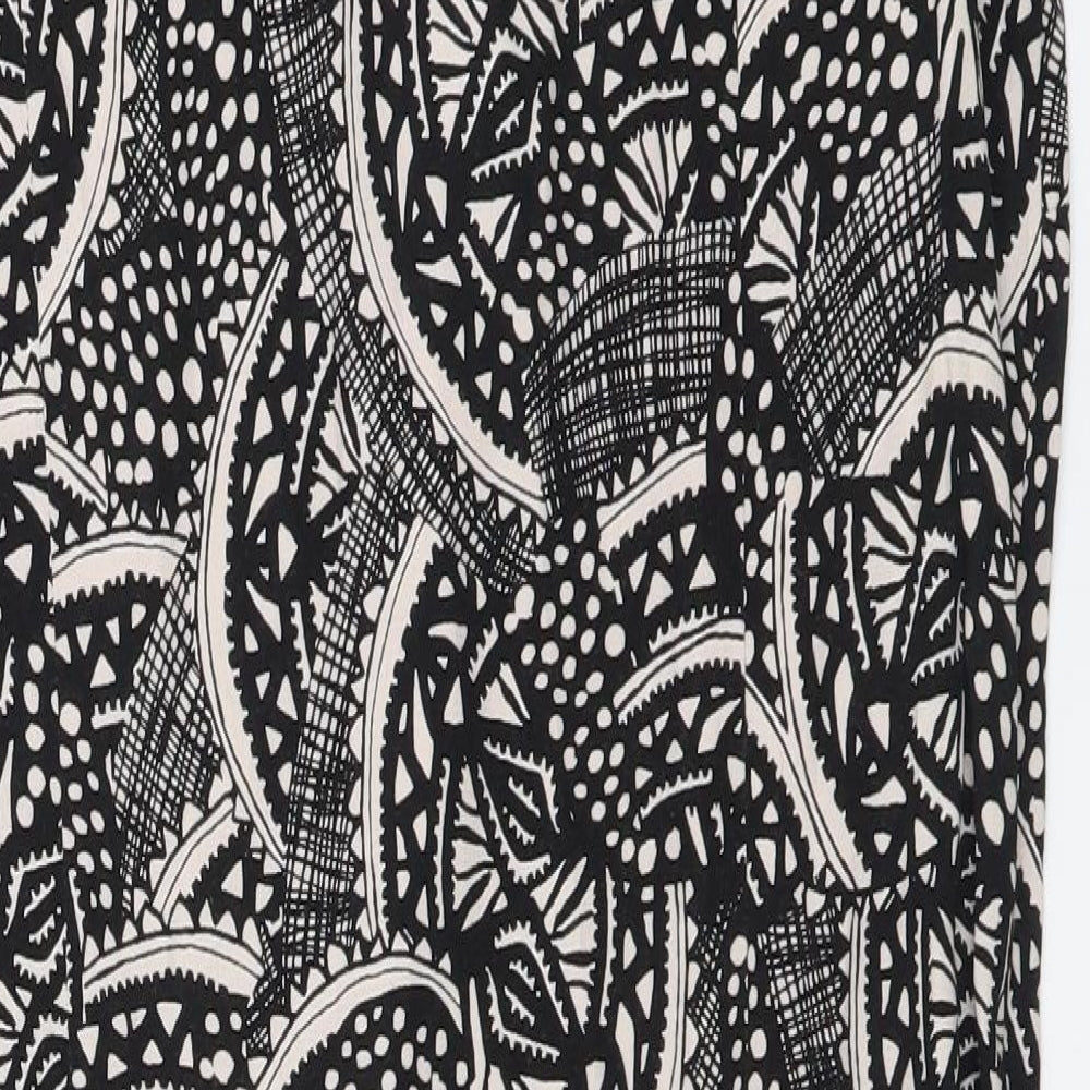 M&Co Womens Black Geometric Polyester A-Line Size 12 Round Neck Zip