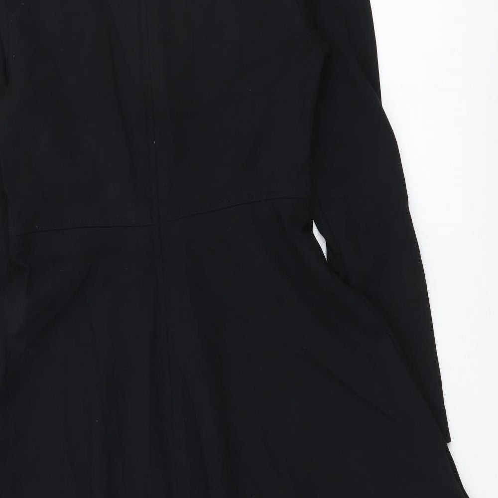 Marks & Spencer Womens Black Viscose A-Line Size 8 Round Neck Zip