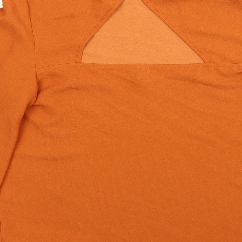 River Island Womens Orange Polyester Basic Blouse Size 8 Mock Neck