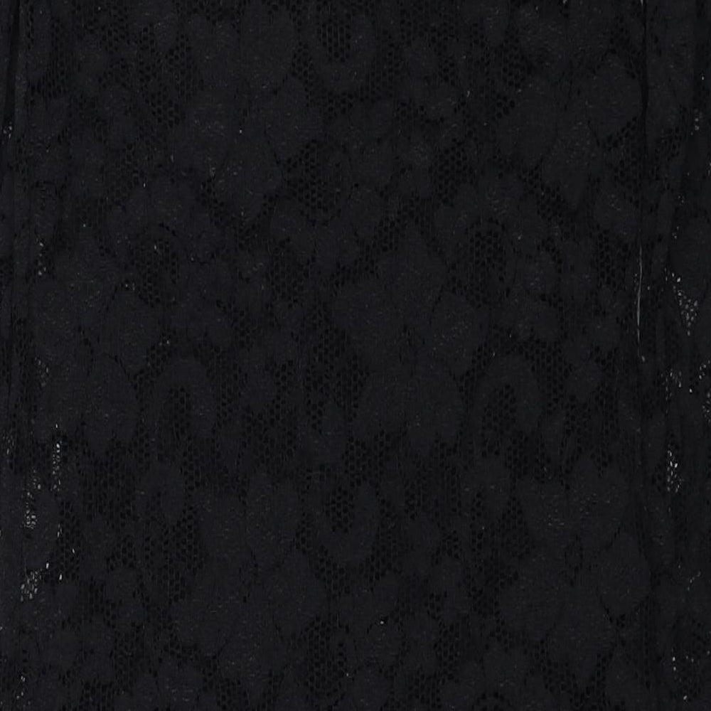 New Look Womens Black Floral Nylon Mini Size 10 Boat Neck Pullover
