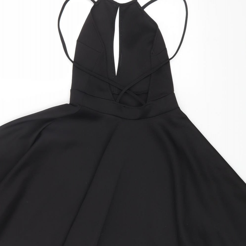 Oh My Love Womens Black Polyester Fit & Flare Size XS Halter Hook & Eye