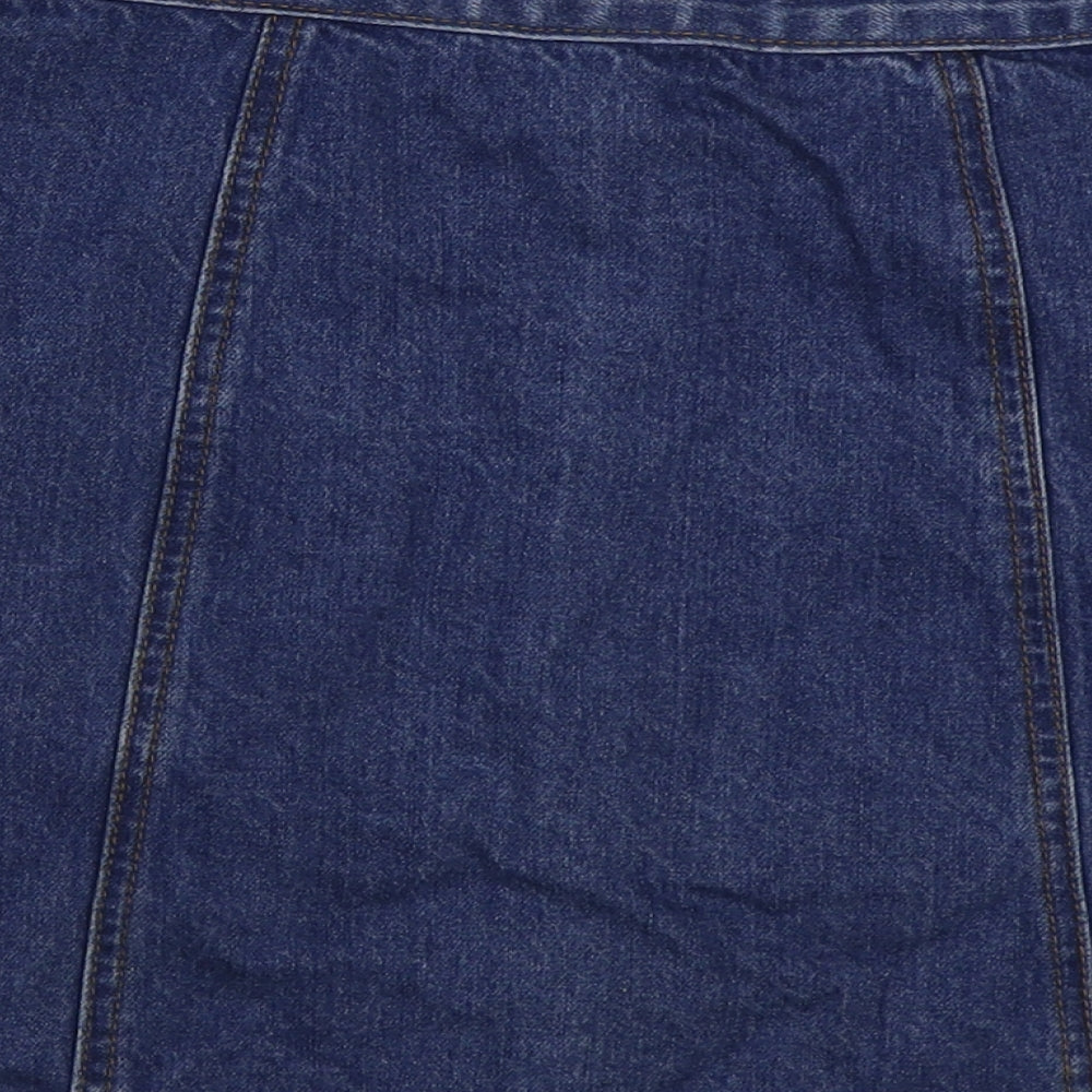 Cooperative Womens Blue Cotton Mini Skirt Size XS Button