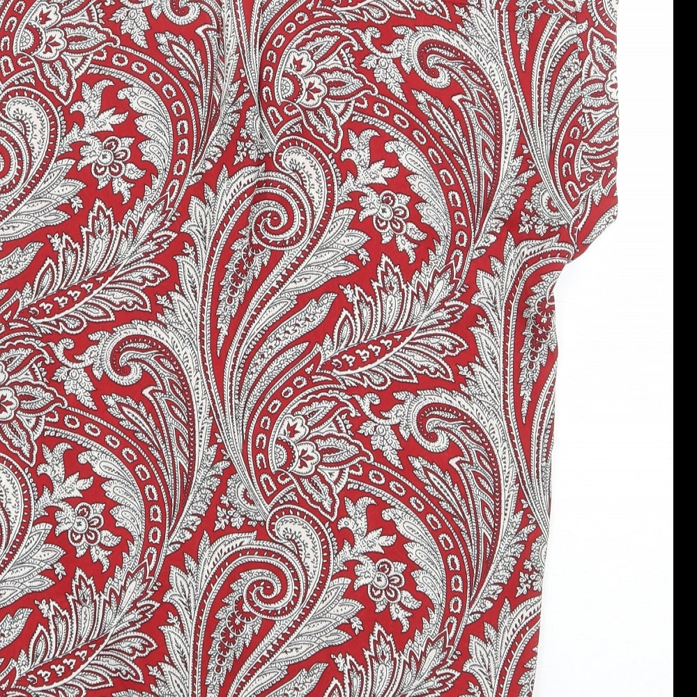 Dorothy Perkins Womens Red Paisley Polyester Basic Blouse Size 8 V-Neck - Tie Front