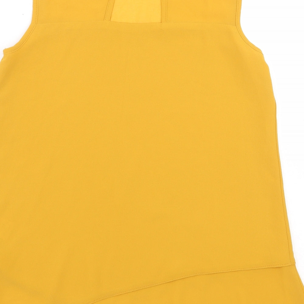 Debenhams Womens Yellow Polyester Basic Blouse Size 8 Boat Neck
