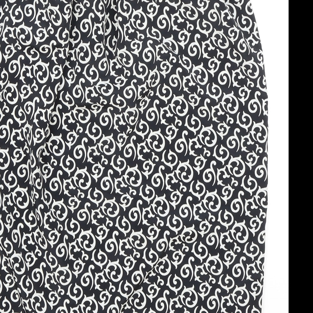 Choices Womens Black Geometric Polyester Wrap Skirt Size 10 Button