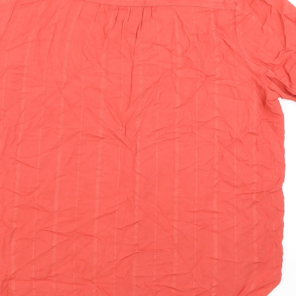 Marks & Spencer Womens Red Viscose Basic Blouse Size 14 Round Neck
