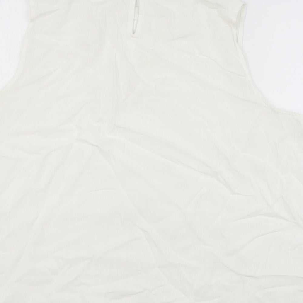 New Look Womens White Viscose Basic Tank Size 16 Boat Neck