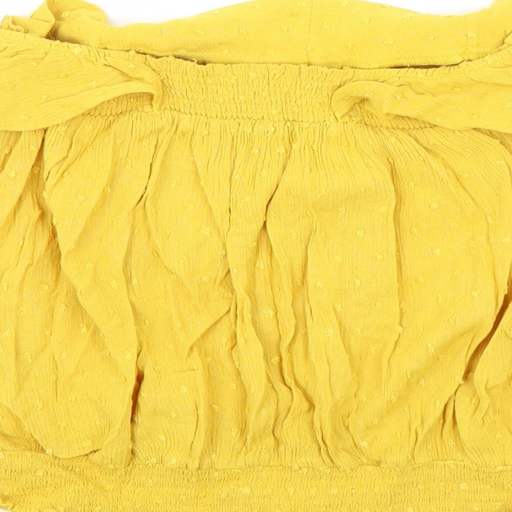 Oasis Womens Yellow Viscose Basic Blouse Size 8 Off the Shoulder