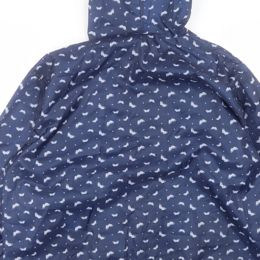 EWM Womens Blue Geometric Jacket Size S Zip - Size 10-12