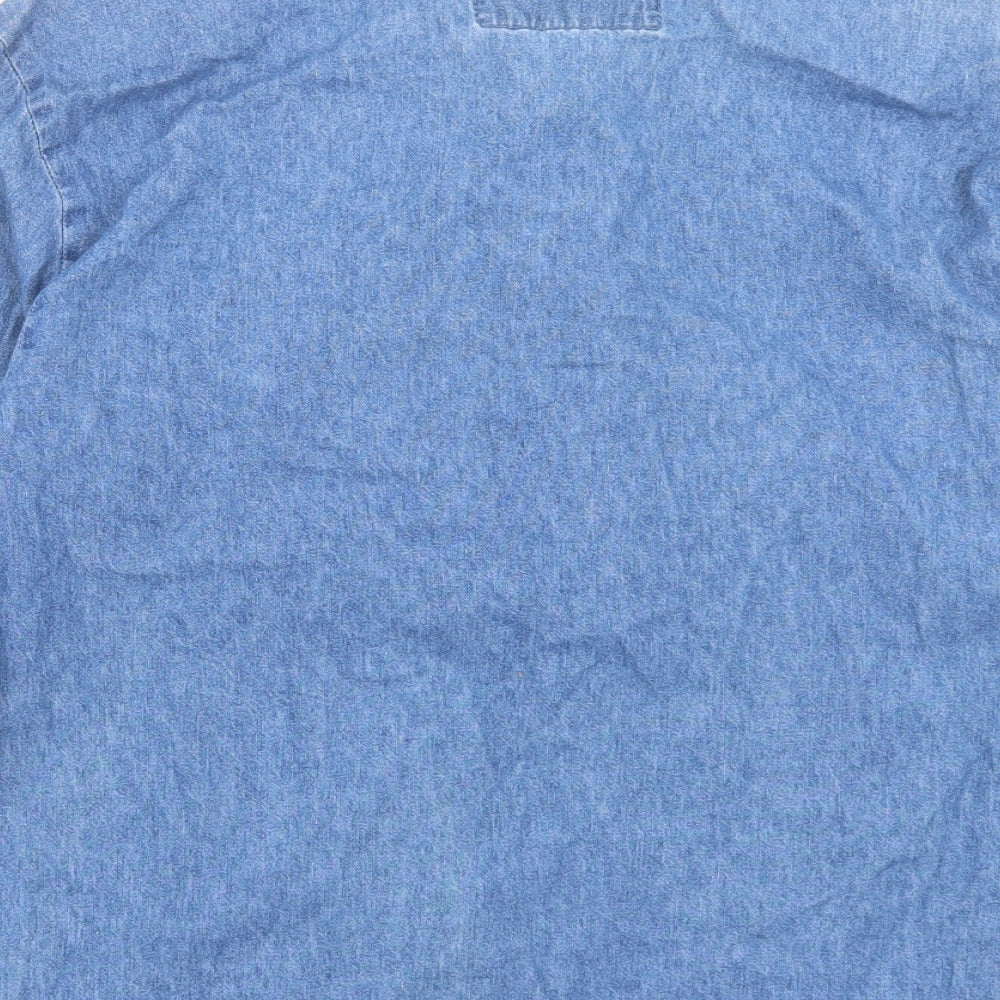 PASH U DENIM Womens Blue Cotton Basic Button-Up Size S Collared