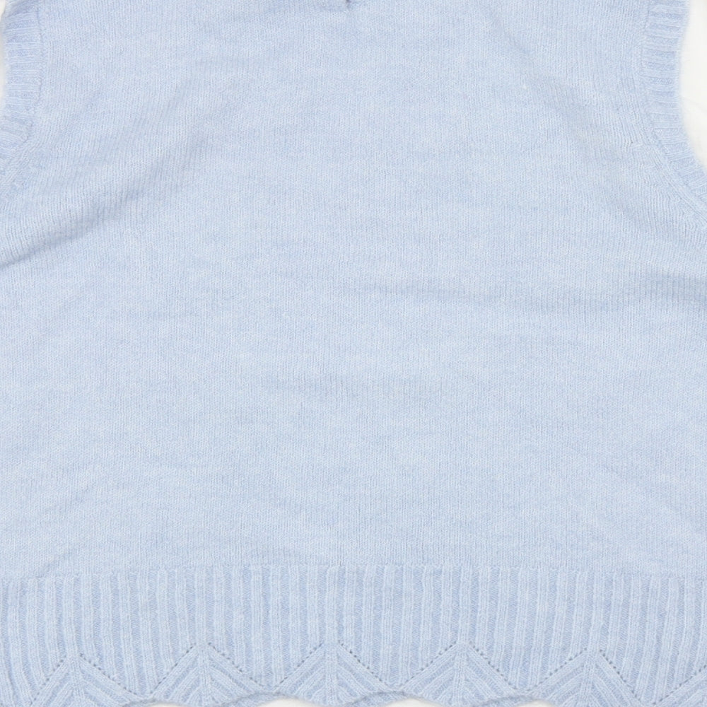 Papaya Womens Blue Mock Neck Acrylic Pullover Jumper Size 14