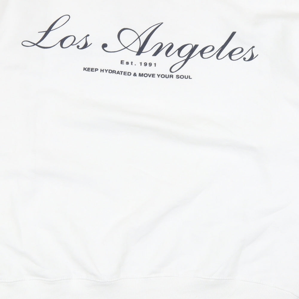 Pull&Bear Womens White Cotton Pullover Sweatshirt Size 2XS Pullover - Los Angeles