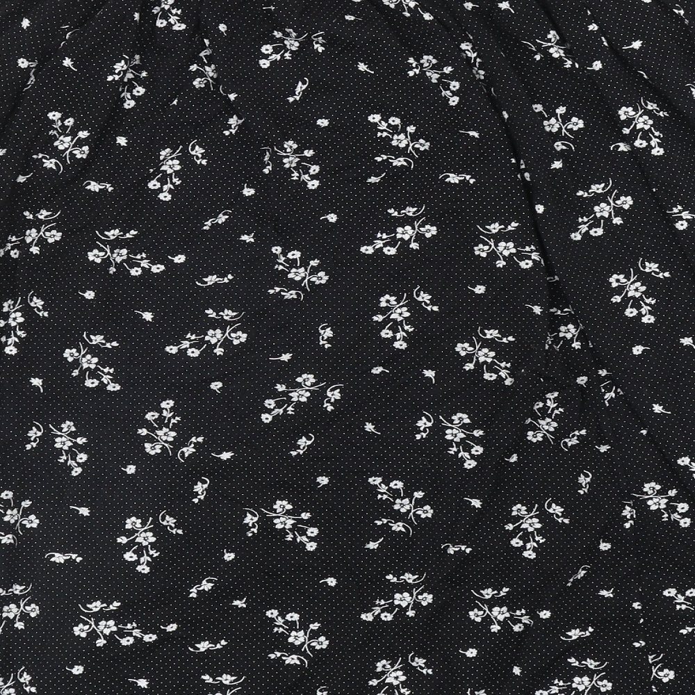 Preworn Womens Black Floral Viscose Swing Skirt Size 2XL