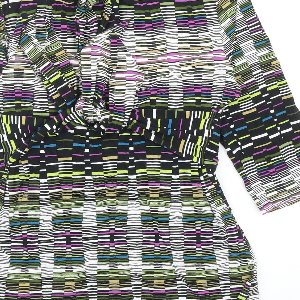 Wallis Womens Multicoloured Geometric Viscose Basic Blouse Size 12 V-Neck