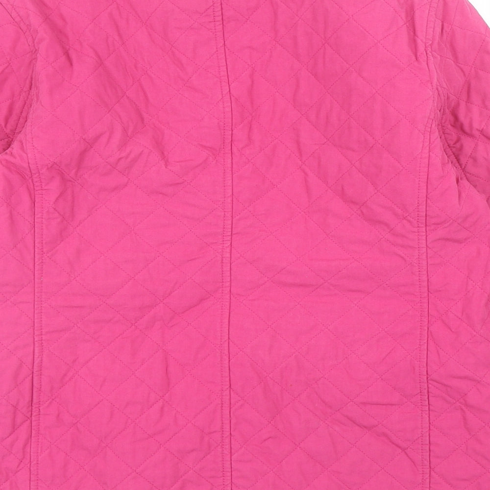 Lands' End Womens Pink Quilted Jacket Size 6 Button - UK Size 6-8