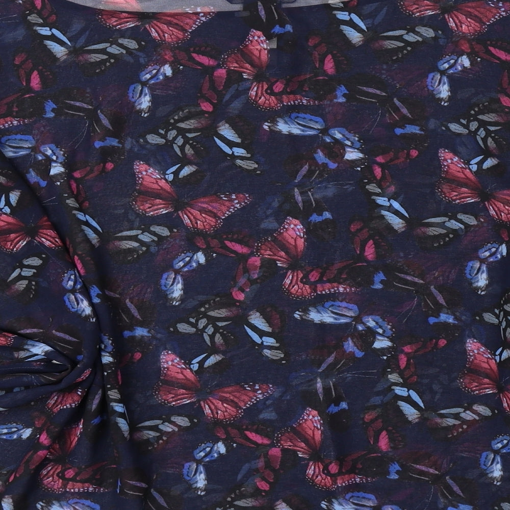 NEXT Womens Blue Geometric Polyester Basic Blouse Size 10 Round Neck - Butterfly Pattern