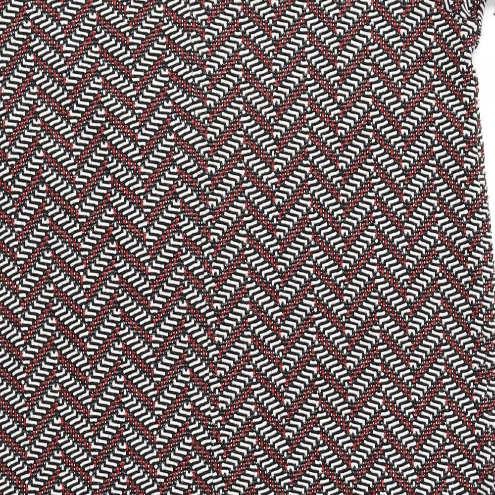 TU Womens Multicoloured Geometric Polyester Sheath Size 14 Collared Button