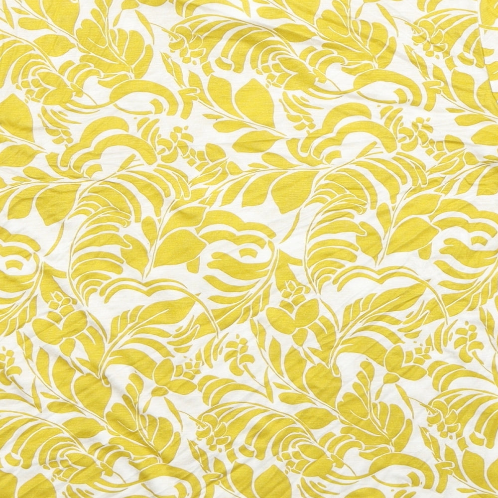 Marks & Spencer Womens Yellow Floral Viscose Basic Blouse Size 6 V-Neck