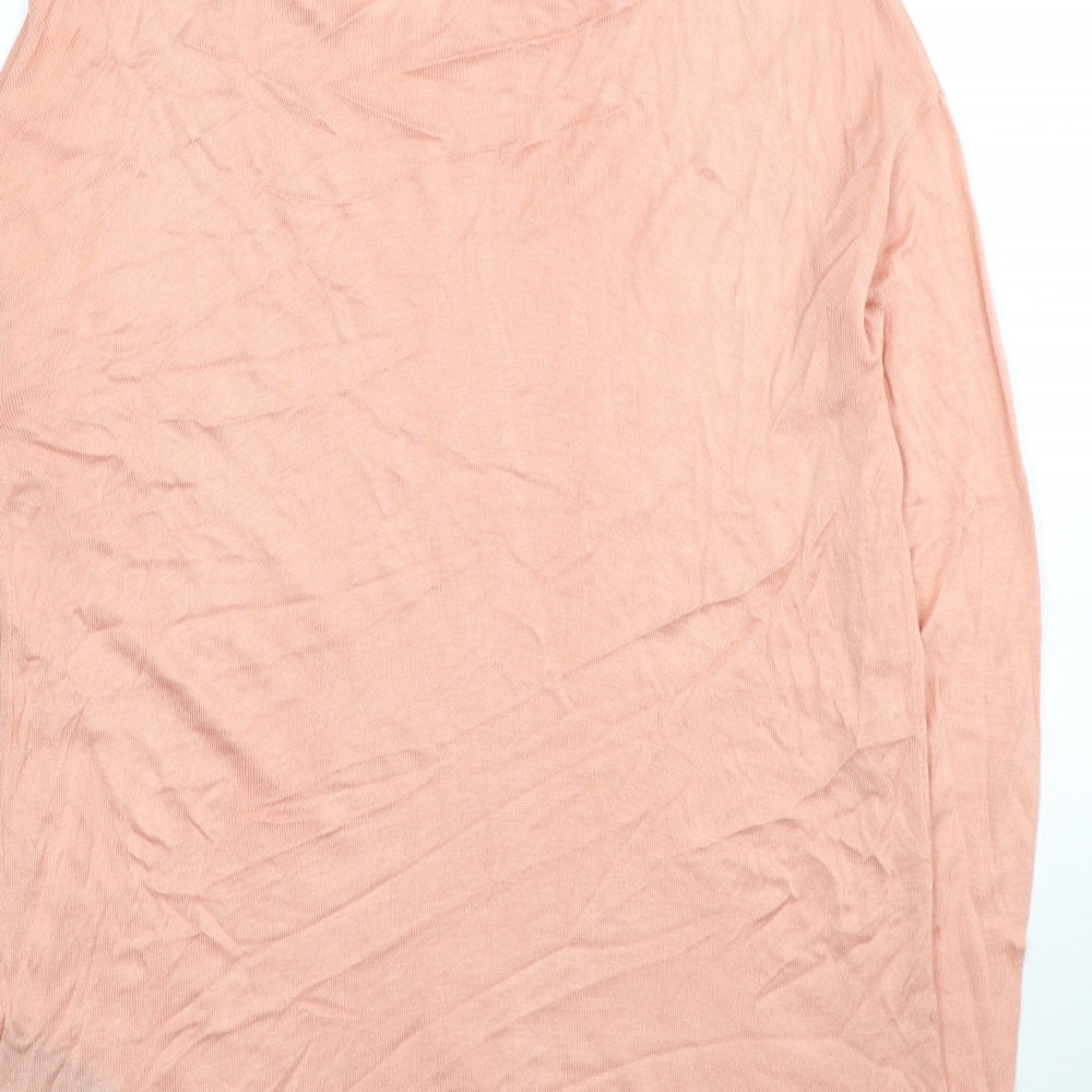 H&M Womens Pink Scoop Neck Viscose Tunic Jumper Size S