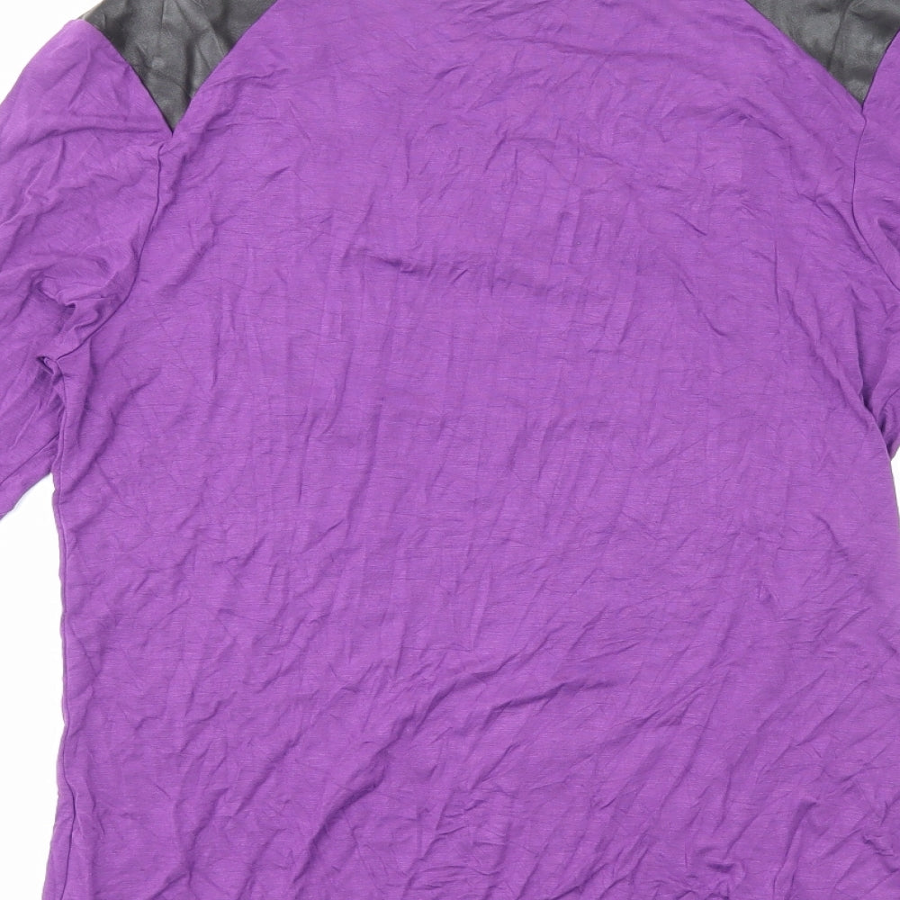 Klass Womens Purple Polyester Basic T-Shirt Size S Cowl Neck