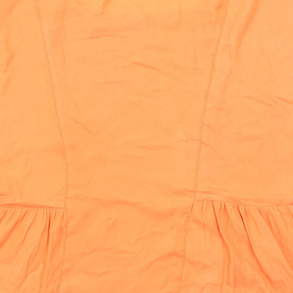 Zara Womens Orange Polyester Basic Blouse Size XS Round Neck