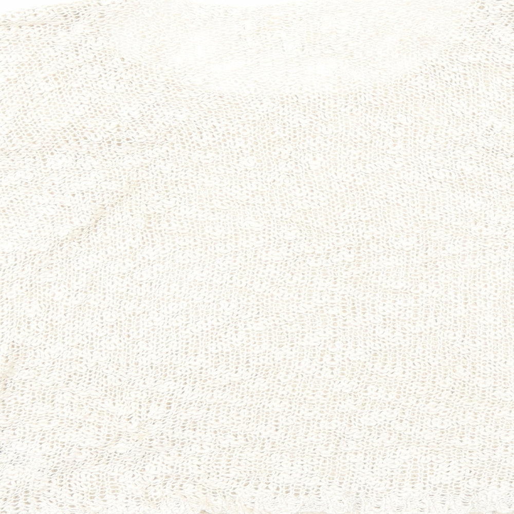 New Look Womens Ivory Round Neck Acrylic Pullover Jumper Size M - Lace Trim