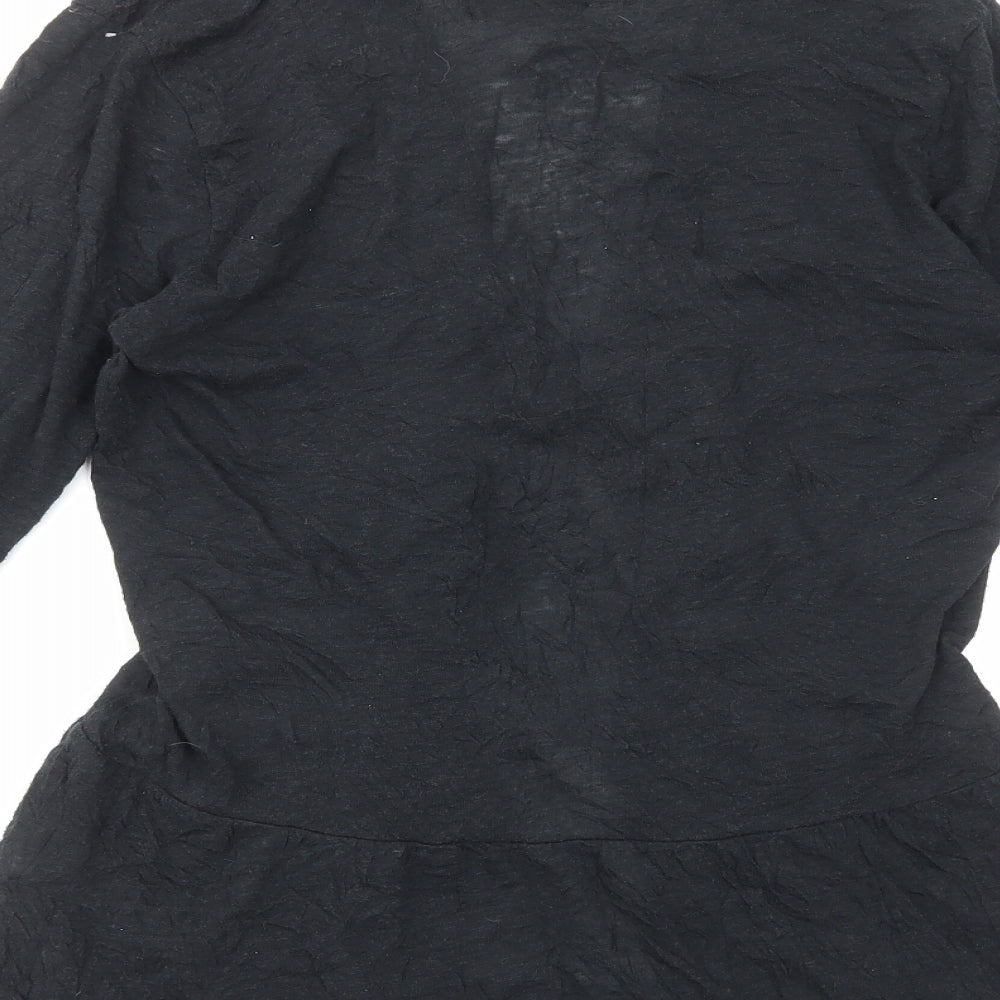 Double Dot Womens Black V-Neck Polyester Cardigan Jumper Size S