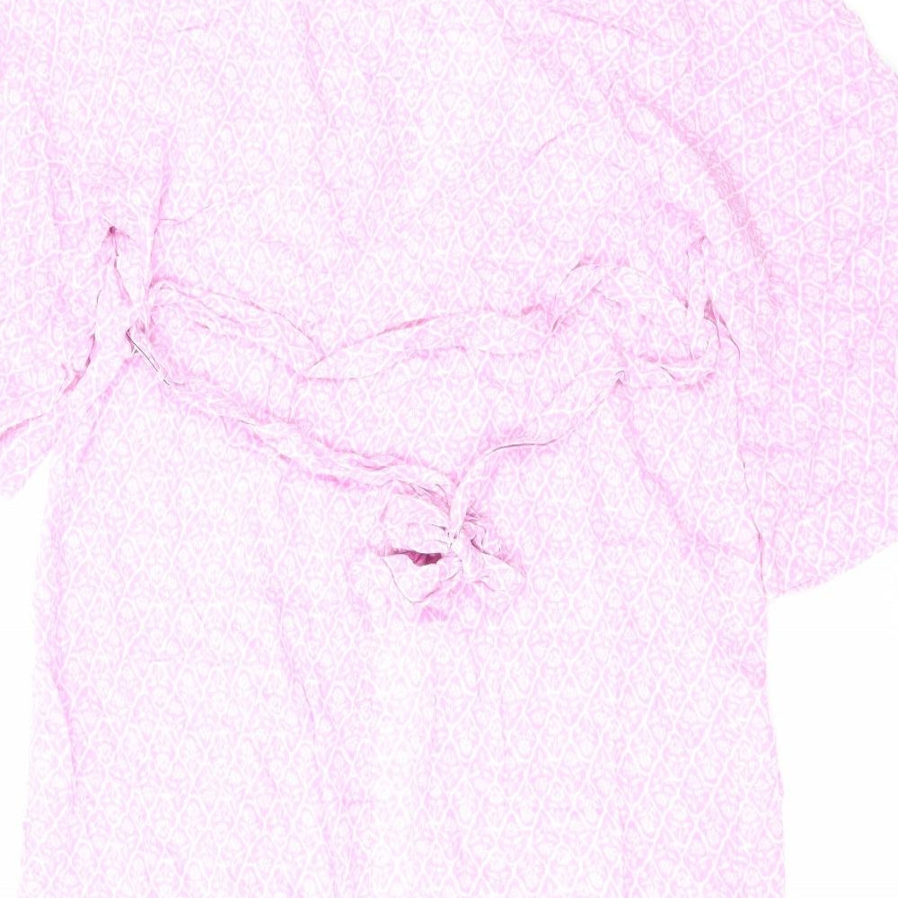 Marks & Spencer Womens Pink Geometric Kimono Jacket Size 10 Tie