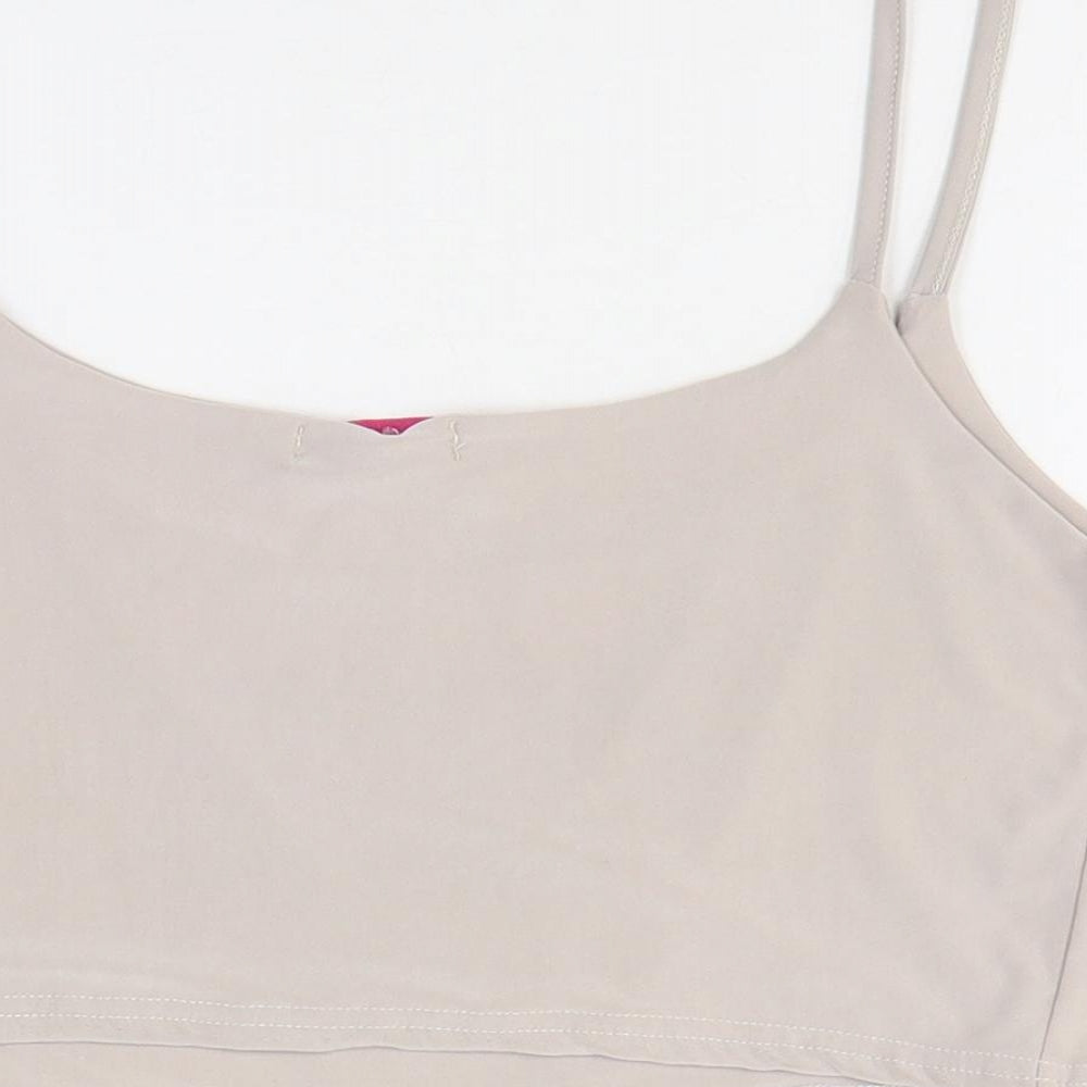 Diva Dames Womens Beige Polyester Cropped Tank Size S Scoop Neck