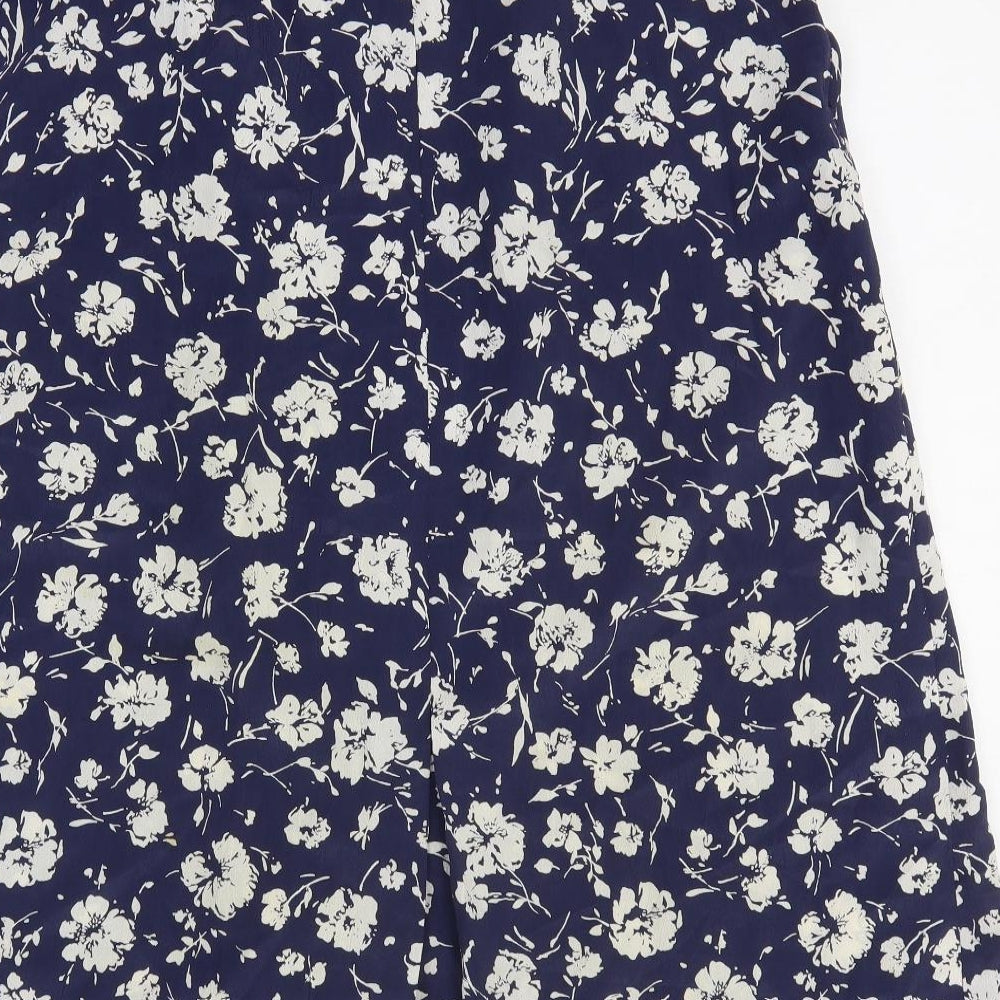 Preworn Womens Blue Floral Polyester A-Line Skirt Size 34 in