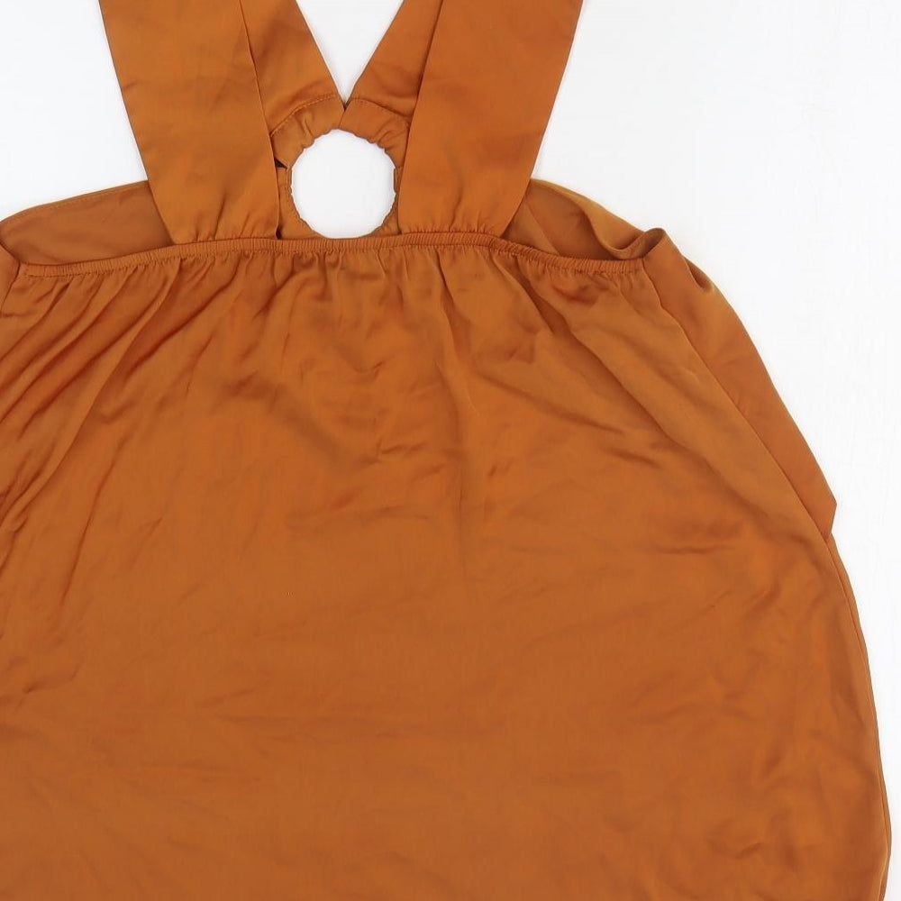 NEXT Womens Orange Polyester Basic Tank Size 8 Off the Shoulder