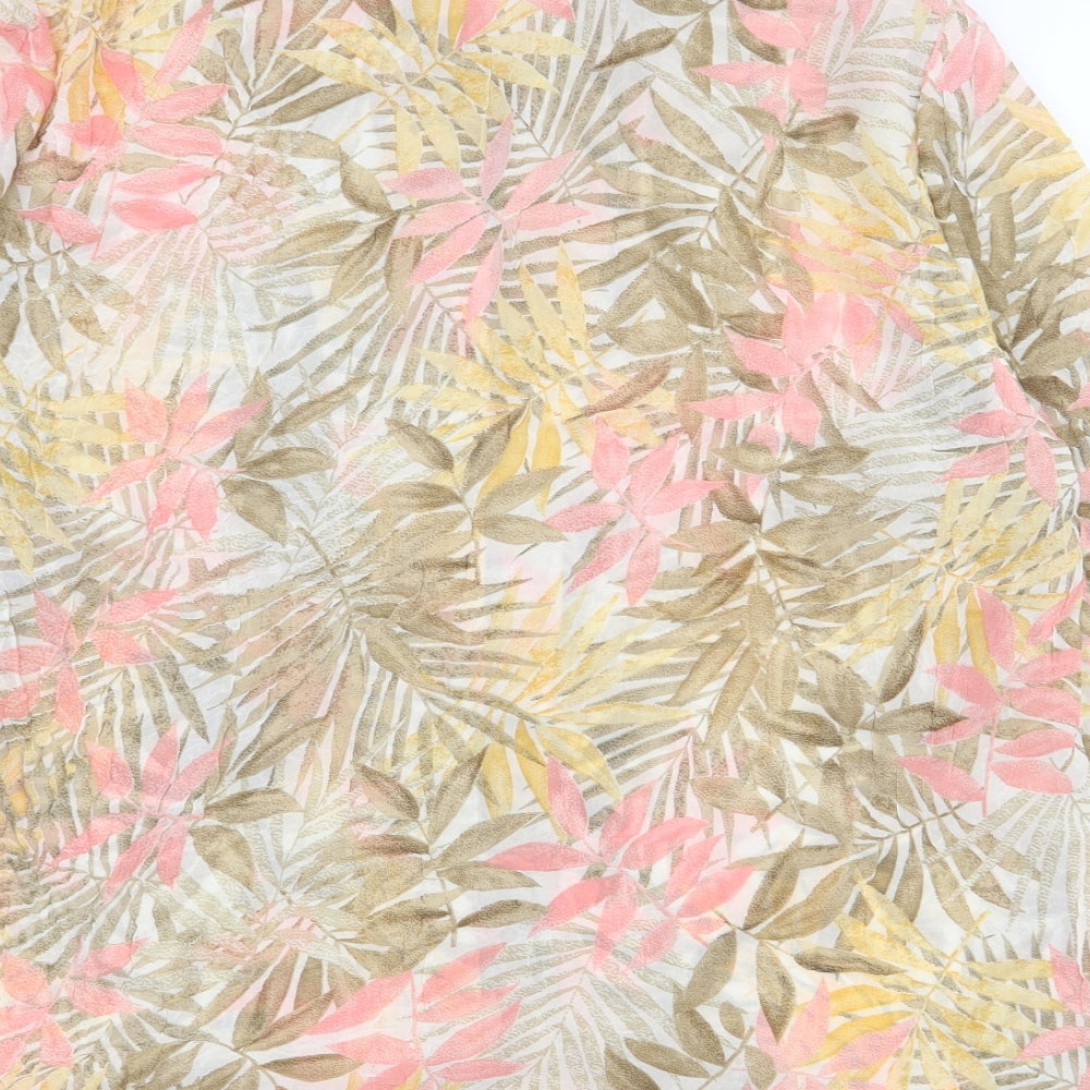 Cathy Daniels Womens Yellow Floral Polyester Basic Button-Up Size M Collared