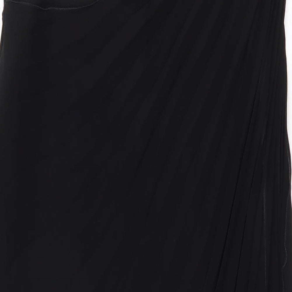 River Island Womens Black Herringbone Polyester Bodycon Size 10 One Shoulder Zip - Brooch