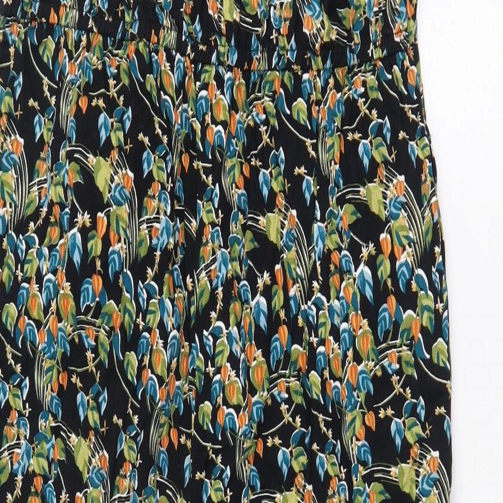 Thought Womens Black Floral Modal Jumpsuit One-Piece Size 14 Zip