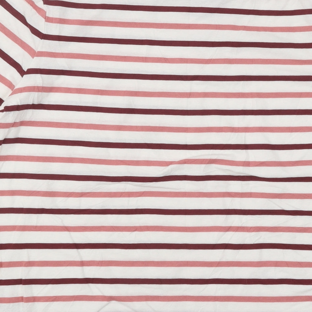 Collections Womens White Striped Polyester Basic Blouse Size 10 Roll Neck