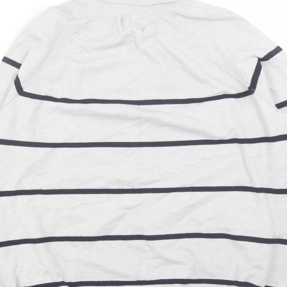M&Co Womens Grey Roll Neck Striped Viscose Pullover Jumper Size 12