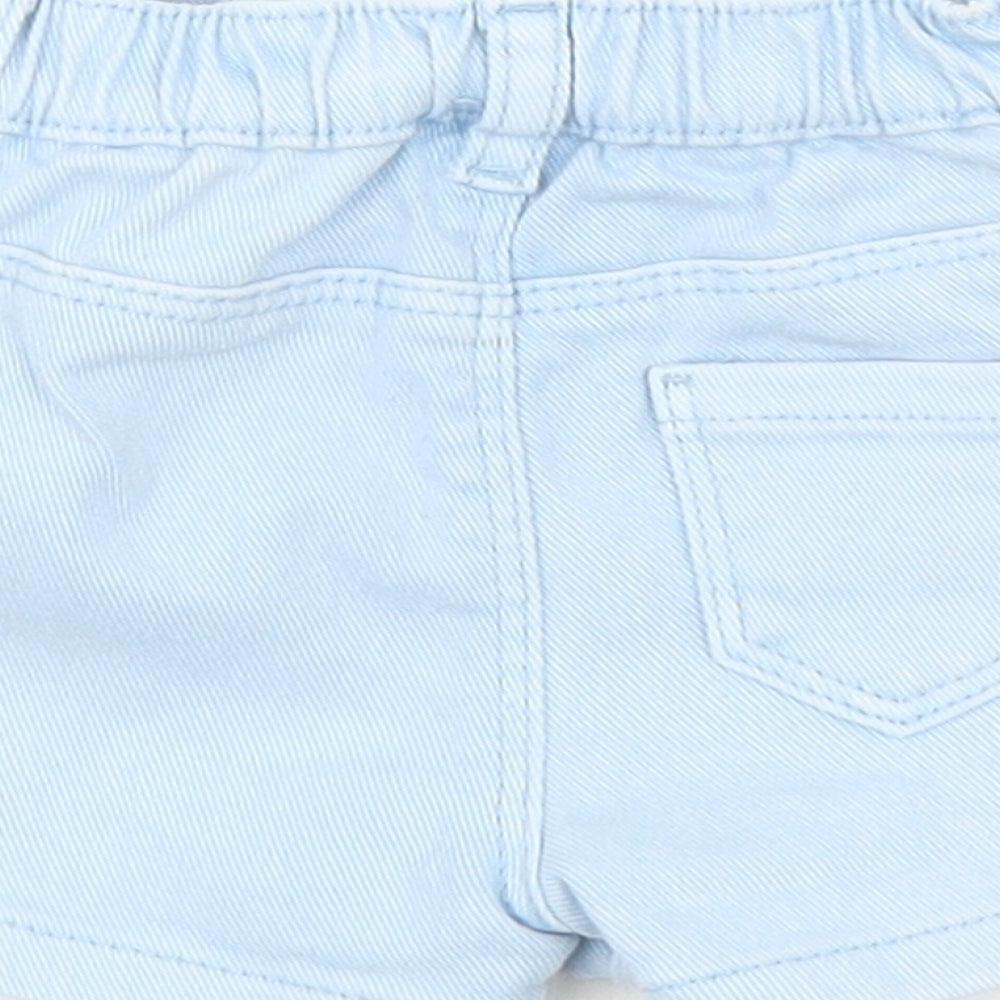 Marks & Spencer Girls Blue Cotton Cropped Trousers Size 0-3 Months Zip