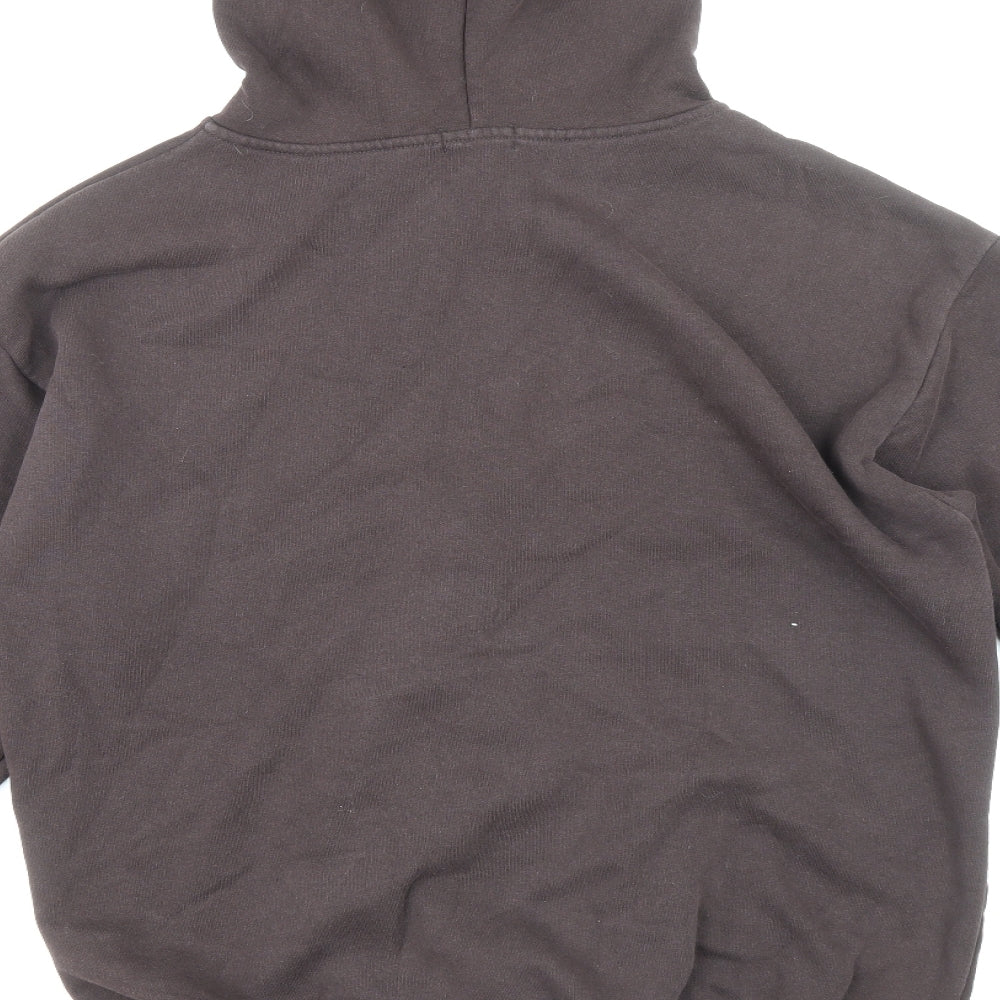 PRETTYLITTLETHING Womens Brown Cotton Full Zip Hoodie Size 6 Zip