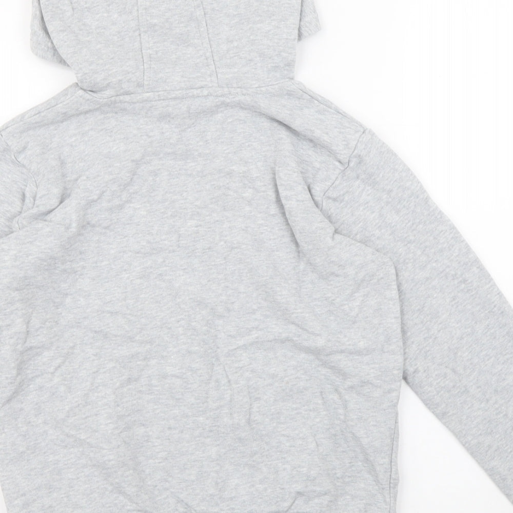 Marks & Spencer Girls Grey Cotton Pullover Hoodie Size 8-9 Years Pullover