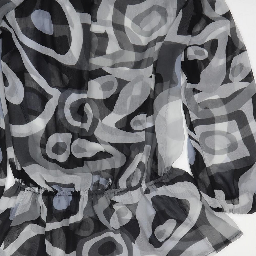 Elise Ryan Womens Grey Geometric Polyester Shift Size S Boat Neck Pullover
