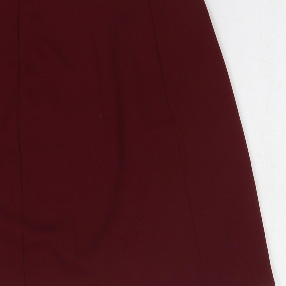 Preworn Womens Red Polyester A-Line Skirt Size S Zip
