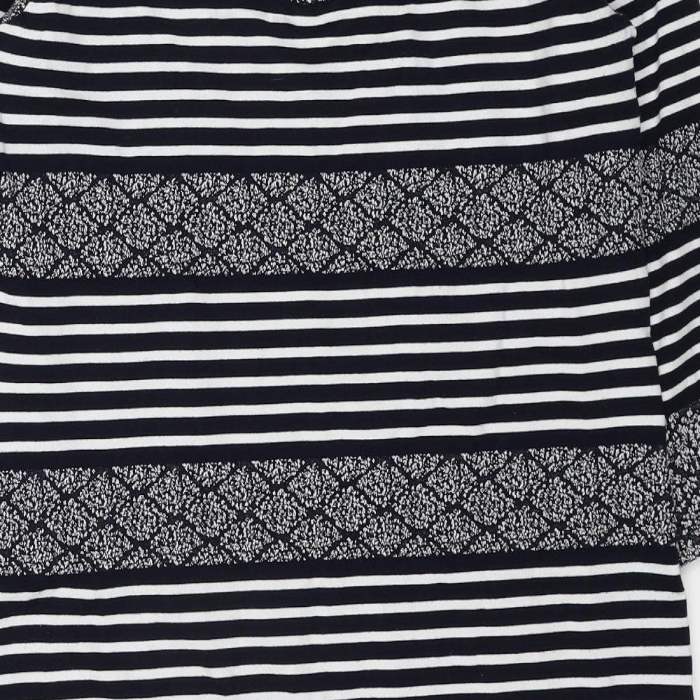 Per Una Womens Blue Geometric Cotton A-Line Size 14 Scoop Neck Zip