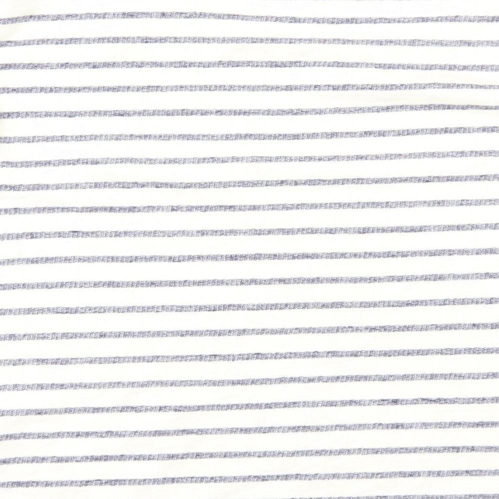Monsoon Womens White Striped Polyester Basic Tank Size M Scoop Neck