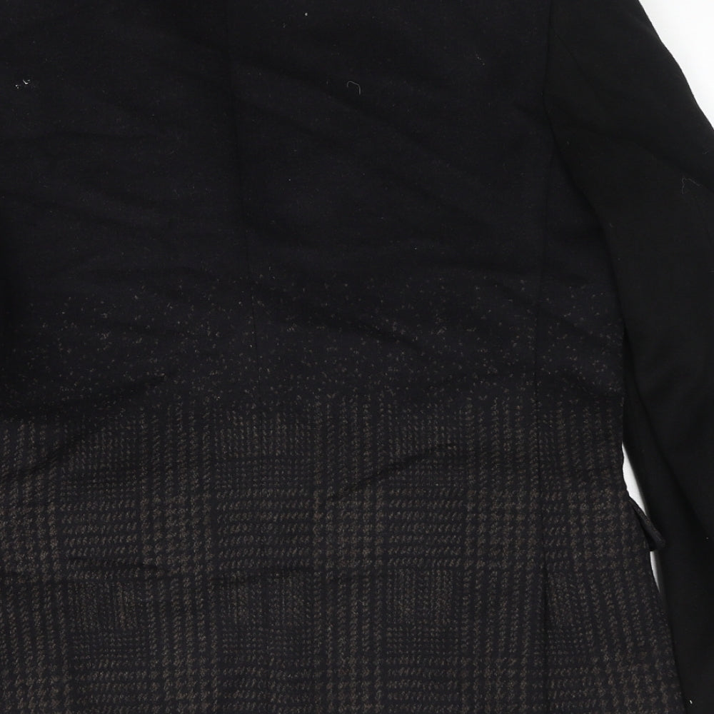 River Island Mens Black Plaid Polyester Jacket Suit Jacket Size M