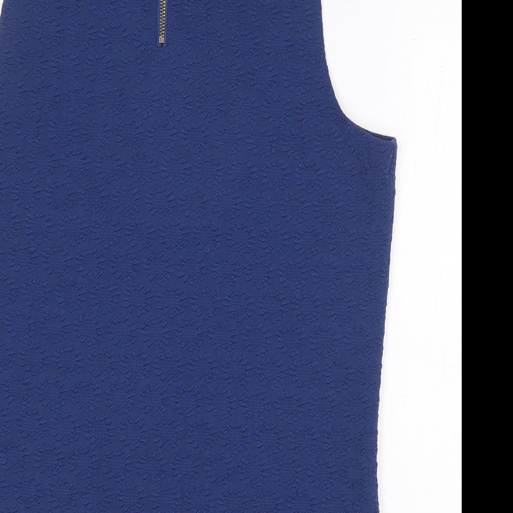 New Look Womens Blue Polyester Basic Blouse Size 12 Round Neck